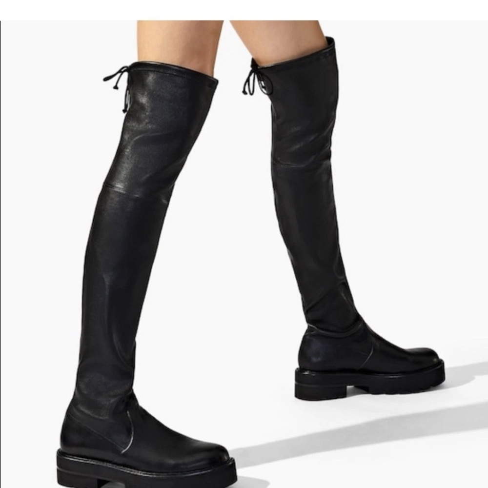 Stuart Weitzman Black Textured Boots